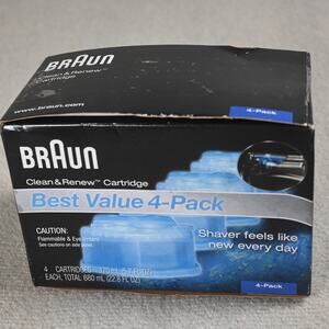 Braun Clean & Renew Shaver Cleaning Cartridges 4-Pack CCr4 170ml Each OEM